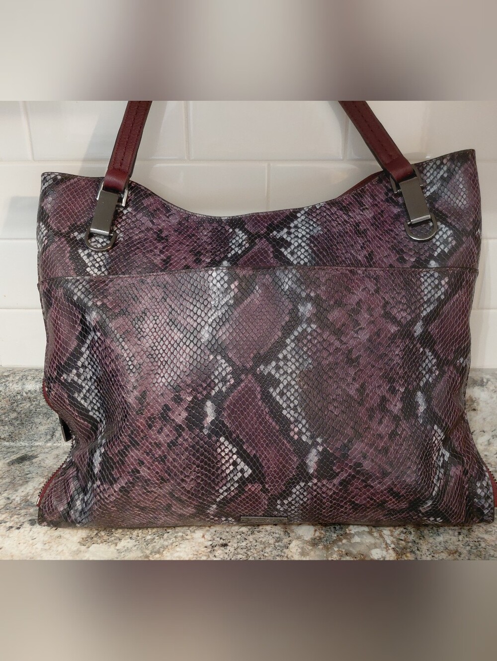 Vince Camuto Snake-Print Large Leather Tote Bag